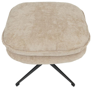 Hocker mit Polster Fusshocker Ottomane Chenille creme