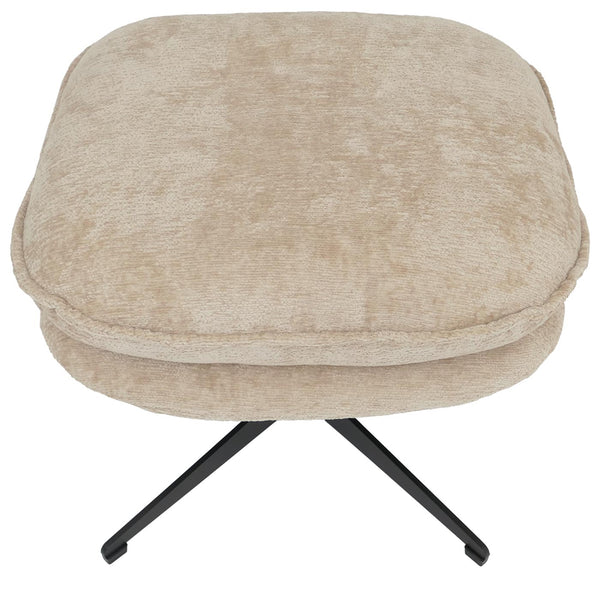 Hocker mit Polster Fusshocker Ottomane Chenille creme