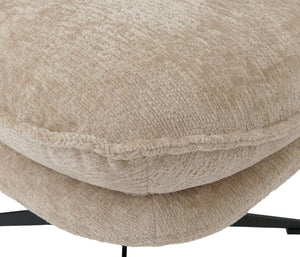 Hocker mit Polster Fusshocker Ottomane Chenille creme