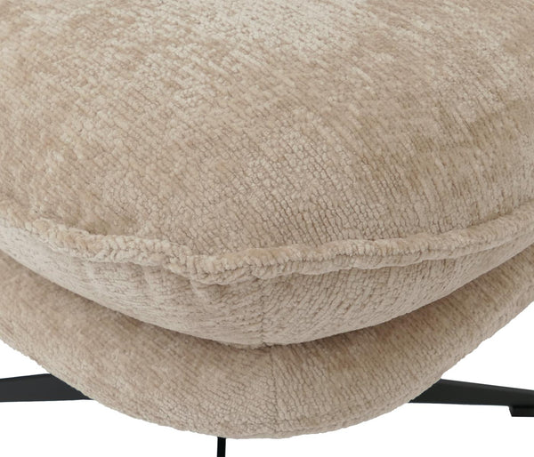 Hocker mit Polster Fusshocker Ottomane Chenille creme