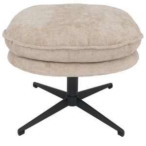 Hocker mit Polster Fusshocker Ottomane Chenille creme