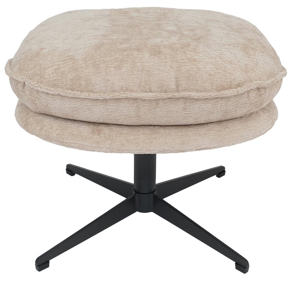 Hocker mit Polster Fusshocker Ottomane Chenille creme