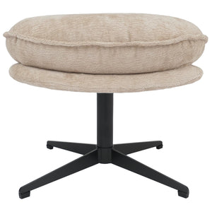 Hocker mit Polster Fusshocker Ottomane Chenille creme