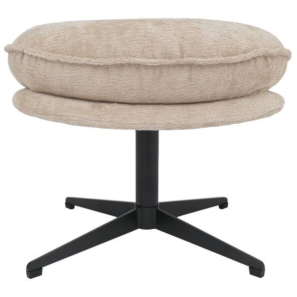 Hocker mit Polster Fusshocker Ottomane Chenille creme