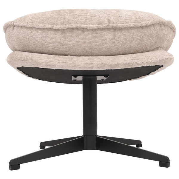 Hocker mit Polster Fusshocker Ottomane Chenille creme
