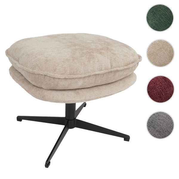 Hocker mit Polster Fusshocker Ottomane Chenille creme