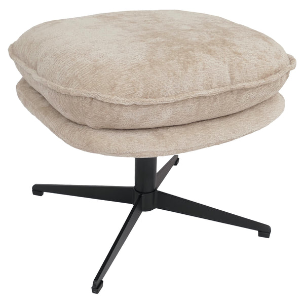 Hocker mit Polster Fusshocker Ottomane Chenille creme
