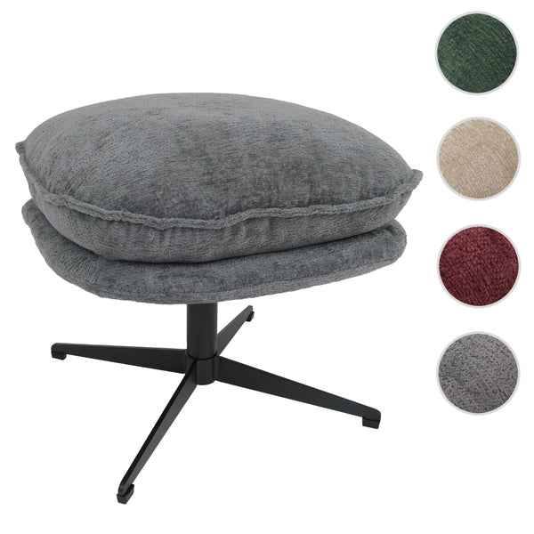 Hocker mit Polster Fusshocker Ottomane Chenille grau