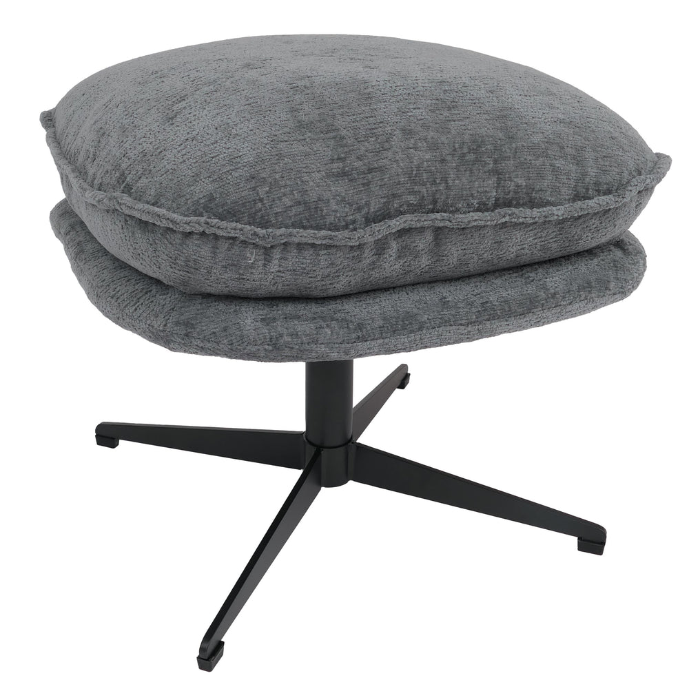 Hocker mit Polster Fusshocker Ottomane Chenille grau
