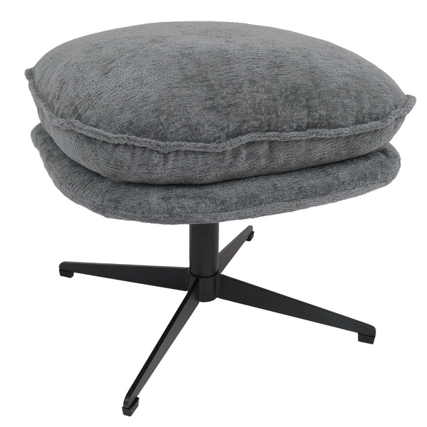 Hocker mit Polster Fusshocker Ottomane Chenille grau