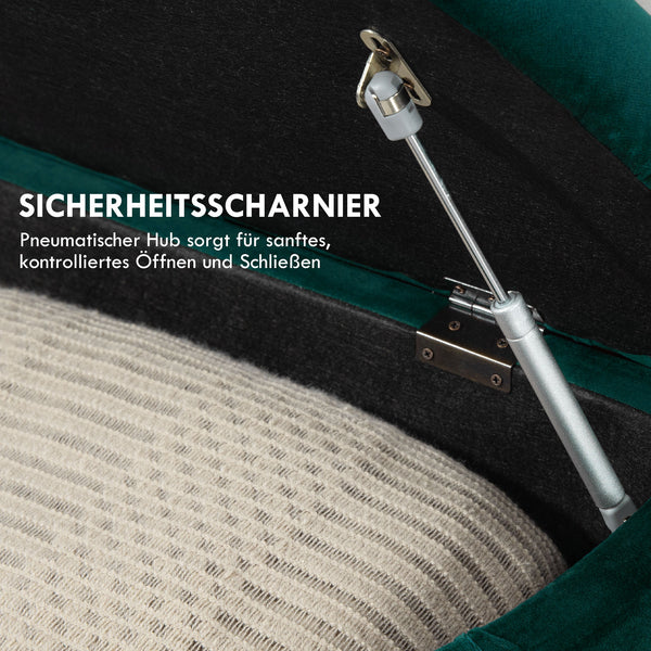Sitzbank Hocker mit Stauraum gepolstert in Samtoptik dunkelgrau