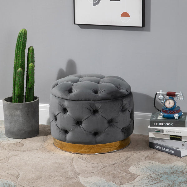 Hocker mit Stauraum Vintage 55x55x42cm Kohlegrau