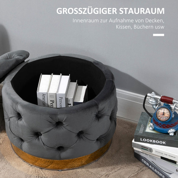 Hocker mit Stauraum Vintage 55x55x42cm Kohlegrau