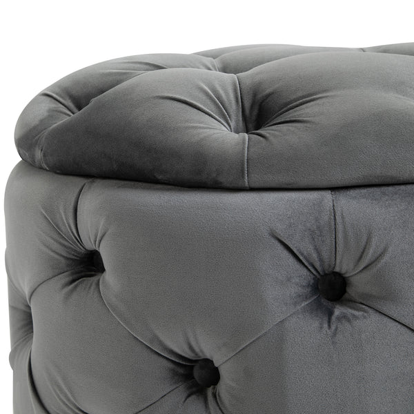 Hocker mit Stauraum Vintage 55x55x42cm Kohlegrau