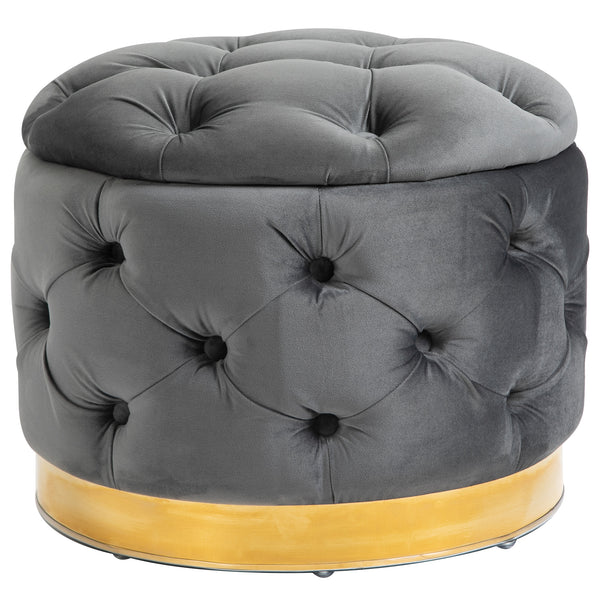 Hocker mit Stauraum Vintage 55x55x42cm Kohlegrau