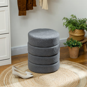 Hocker rund mit Teddyfleece bis 120kg 40x45cm dunkelgrau