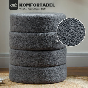 Hocker rund mit Teddyfleece bis 120kg 40x45cm dunkelgrau