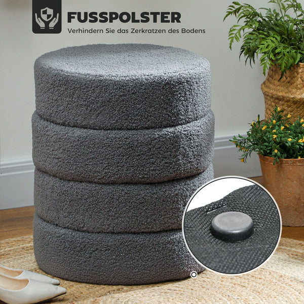 Hocker rund mit Teddyfleece bis 120kg 40x45cm dunkelgrau