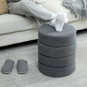 Hocker rund mit Teddyfleece bis 120kg 40x45cm dunkelgrau