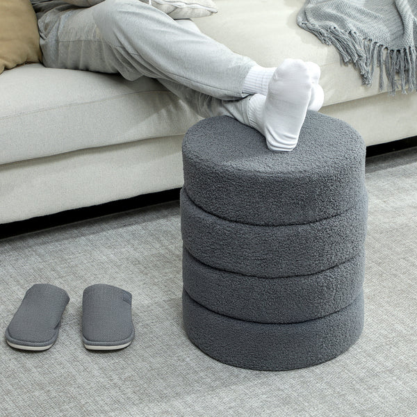 Hocker rund mit Teddyfleece bis 120kg 40x45cm dunkelgrau