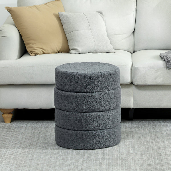 Hocker rund mit Teddyfleece bis 120kg 40x45cm dunkelgrau