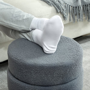 Hocker rund mit Teddyfleece bis 120kg 40x45cm dunkelgrau