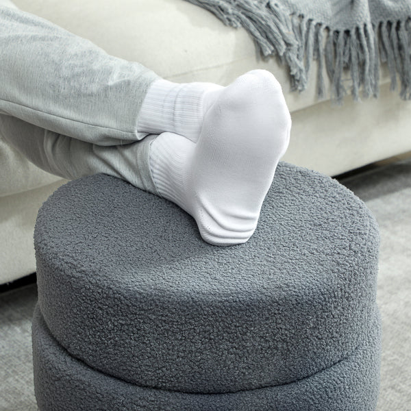 Hocker rund mit Teddyfleece bis 120kg 40x45cm dunkelgrau