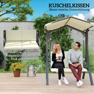 Hollywoodschaukel 2-Sitzer mit Sonnendach bis 220kg cremeweiss