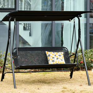 Hollywoodschaukel 2-Sitzer Gartenschaukel verstellbar UV-beständig schwarz