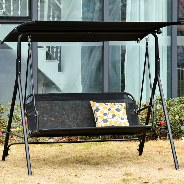 Hollywoodschaukel 2-Sitzer Gartenschaukel verstellbar UV-beständig schwarz