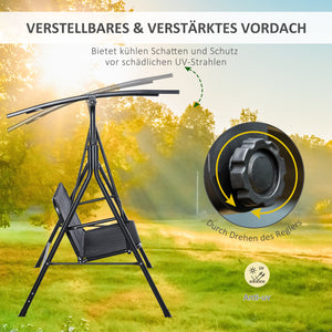 Hollywoodschaukel 2-Sitzer Gartenschaukel verstellbar UV-beständig schwarz