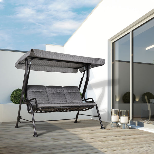 Hollywoodschaukel 3-Sitzer mit verstellbarem Sonnendach für Garten