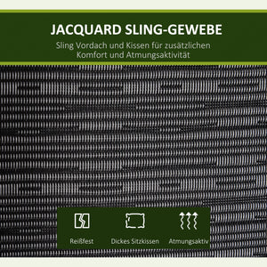 Hollywoodschaukel 3-Sitzer mit verstellbarem Sonnendach für Garten