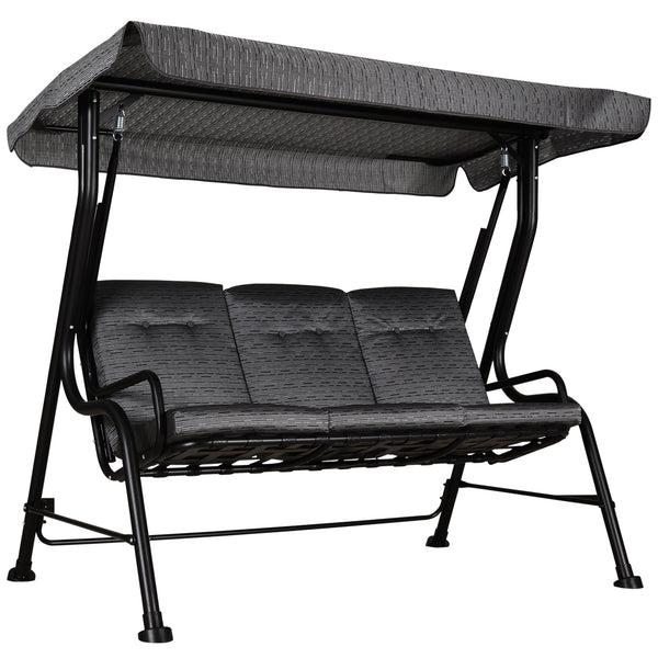 Hollywoodschaukel 3-Sitzer mit verstellbarem Sonnendach für Garten