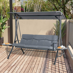 Hollywoodschaukel Gartenschaukel 3-Sitzer mit Sonnendach und Tisch