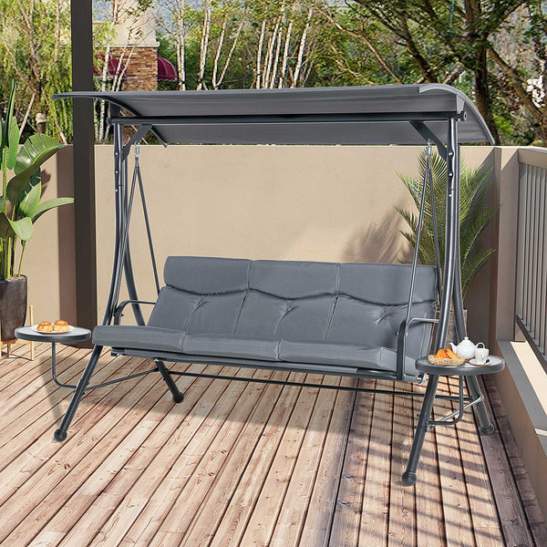 Hollywoodschaukel Gartenschaukel 3-Sitzer mit Sonnendach und Tisch