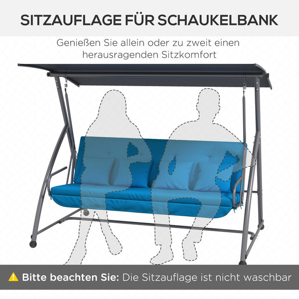 Hollywoodschaukel Auflage Kissen 170cm bequem Blau