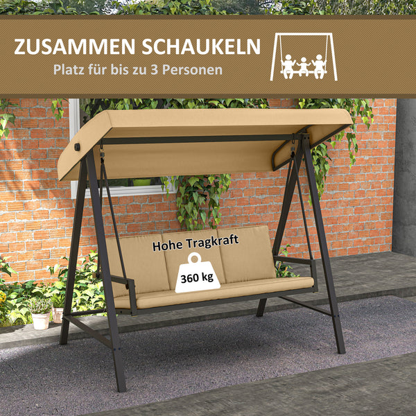 Hollywoodschaukel Gartenschaukel mit Sonnendach beige braun