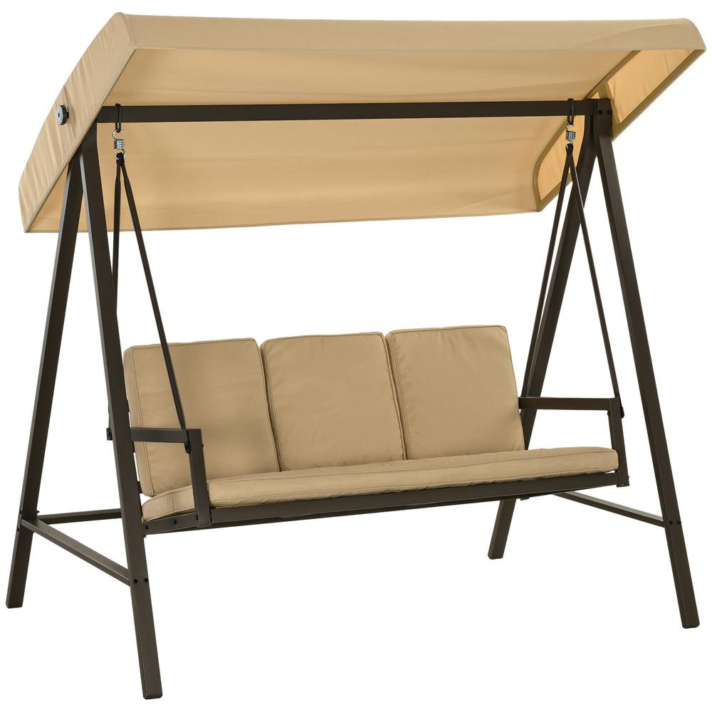 Hollywoodschaukel Gartenschaukel mit Sonnendach beige braun