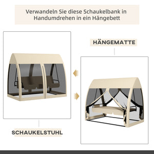 Hollywoodschaukel 3-Sitzer mit Bettfunktion und Mückennetz