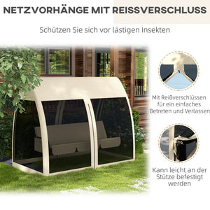Hollywoodschaukel 3-Sitzer mit Bettfunktion und Mückennetz