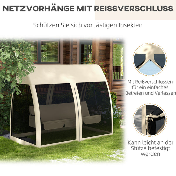 Hollywoodschaukel 3-Sitzer mit Bettfunktion und Mückennetz