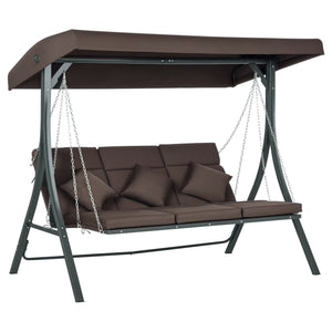 Hollywoodschaukel 3 Personen mit verstellbarem Sonnendach braun