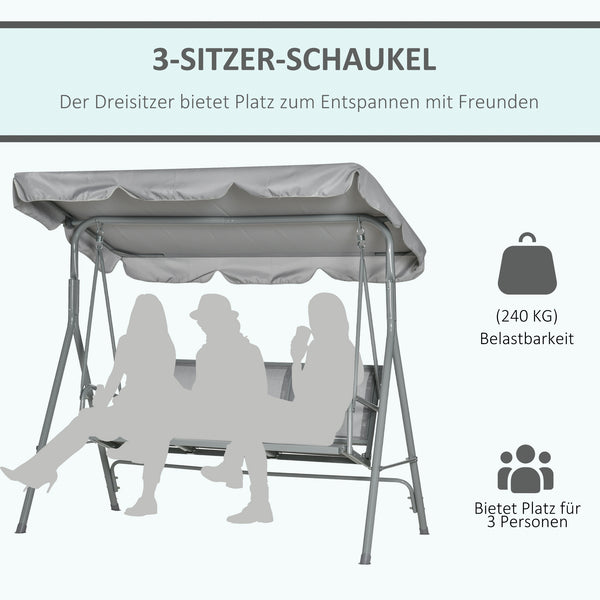 Hollywoodschaukel 3-Sitzer mit Sonnendach für Garten und Terrasse