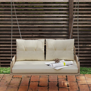 Hollywoodschaukel Gartenschaukel 2-Sitzer Rattan mit Kissen beige