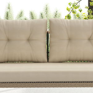 Hollywoodschaukel Gartenschaukel 2-Sitzer Rattan mit Kissen beige