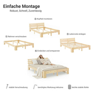 Doppelbett Holzbett Futonbett 140x200 natur