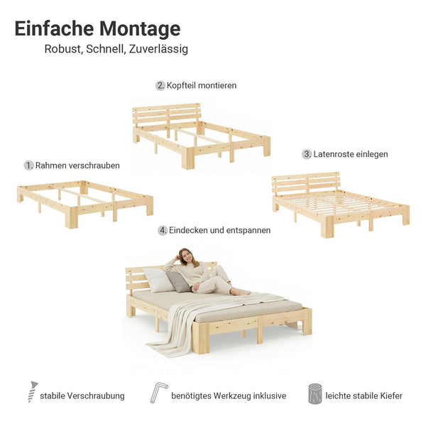 Doppelbett Holzbett Futonbett 140x200 natur