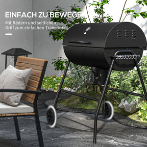 Holzkohlegrill BBQ Smoker mit Deckel Thermometer und Rädern