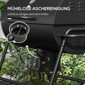 Holzkohlegrill BBQ Smoker mit Deckel Thermometer und Rädern